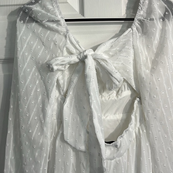 Shein white long-sleeve Swiss dot dress - size Medium - Picture 6 of 7